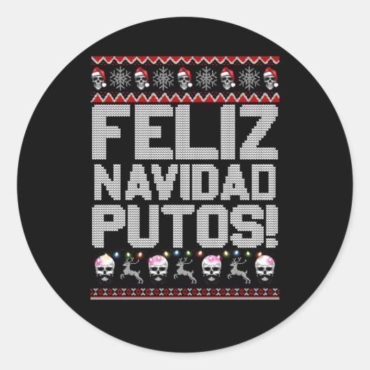Feliz Navidad Putos Mexicaanse Lelijke Py Ronde Sticker (Voorkant)