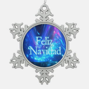 Feliz Navidad - Qaanaaq - Northern Lights Tin Sneeuwvlok Ornament