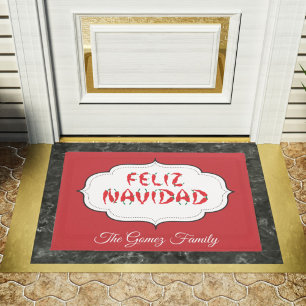 Feliz Navidad Red Chili Pepper Deurmat