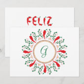 Feliz Navidad Red Chili Pepper Holiday Kaart (Voorkant / Achterkant)