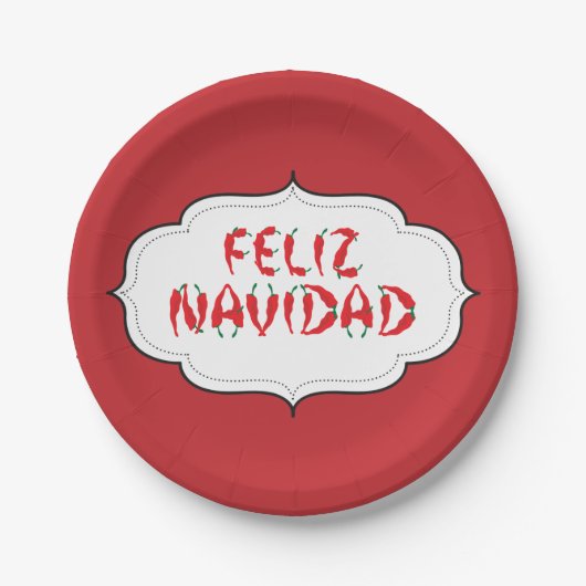 Feliz Navidad Red Chili Pepper Papieren Bordje (Voorkant)