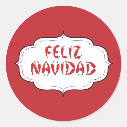 Feliz Navidad Red Chili Pepper Ronde Sticker (Voorkant)