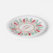 Feliz Navidad Red Chili Pepper Wreath Papieren Bordje (Gekanteld)