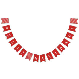 Feliz Navidad Red en White Bunting Flags Vlaggetjes