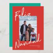 Feliz Navidad Red Green White Holiday Kaart (Voorkant / Achterkant)