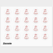 Feliz Navidad Red Script Elegant Ronde Sticker (Vel)