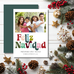 Feliz Navidad Retro Foto Spaanse Kerstkaart