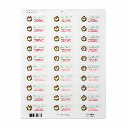 Feliz Navidad Return Address Labels (Full Sheet)
