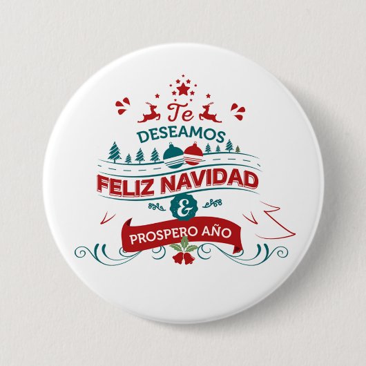Feliz Navidad ronde knop Ronde Button 7,6 Cm (Voorkant)