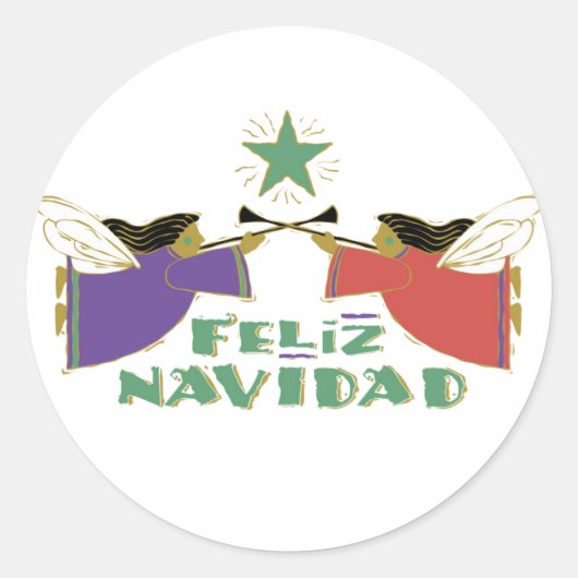 Feliz Navidad Ronde Sticker (Voorkant)