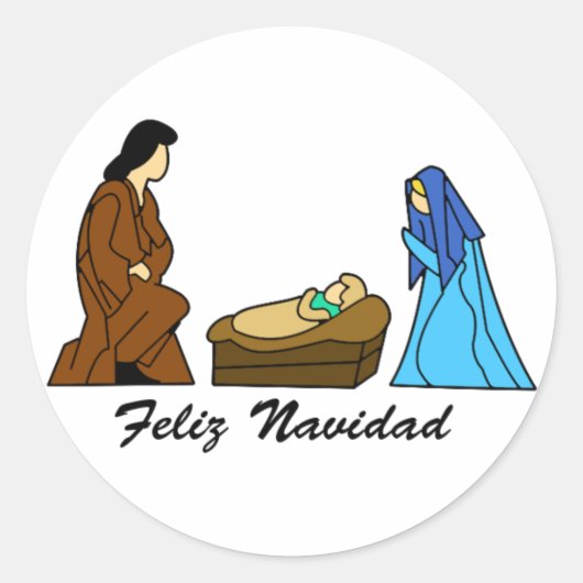 Feliz Navidad Ronde Sticker (Voorkant)
