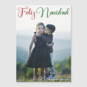 Feliz Navidad Rood Groen Script Fotomagneet Kaart (Voorkant)