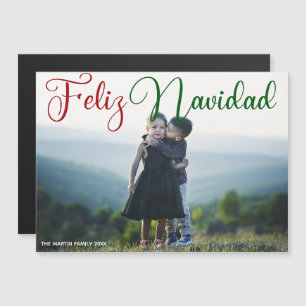Feliz Navidad Rood Groen Script Kinder Fotomagneet