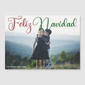 Feliz Navidad Rood Groen Script Kinder Fotomagneet (Voorkant)
