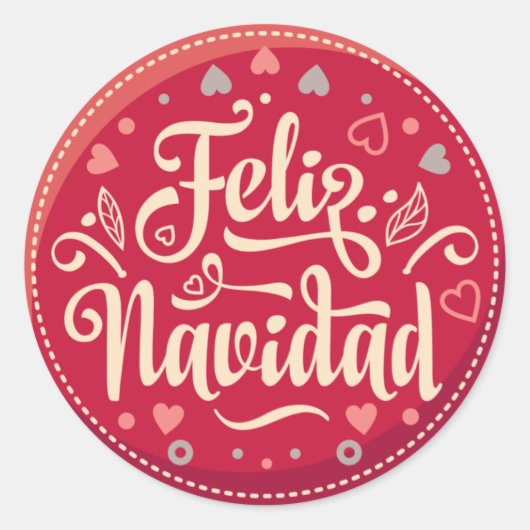 Feliz Navidad Round Sticker (Voorkant)
