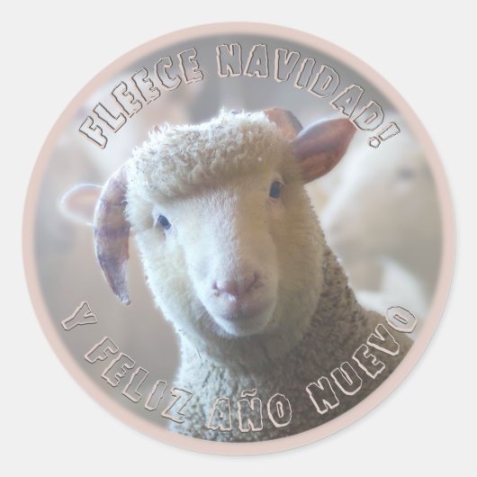 Feliz Navidad Roze Schaap Kerstmis Envelope Zegel  (Voorkant)