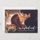 Feliz Navidad Rustic Script Kerstfoto Feestdagenkaart (Voorkant)