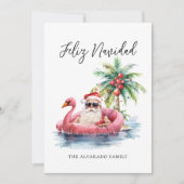 Feliz Navidad Santa Claus Beach Kerstmis Feestdagenkaart (Voorkant)