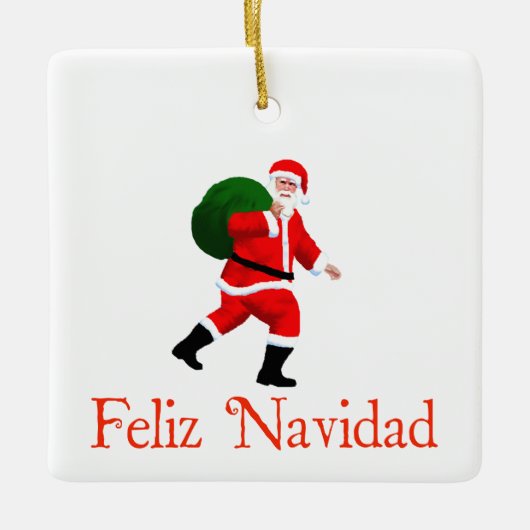 Feliz Navidad - Santa Claus Keramisch Ornament (Voorkant)