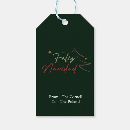 Feliz Navidad Script Cadeaulabel (Voorkant)