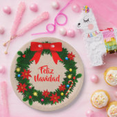 Feliz Navidad set Merry Kerstmis met 9 inch Papieren Bordje (Feest)