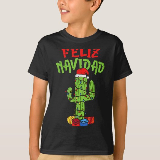 Feliz Navidad Shirt Mexican Christmas Cactus Xmas  (Voorkant)