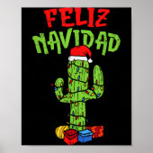 Feliz Navidad Shirt Mexican Christmas Cactus Xmas Poster (Voorkant)