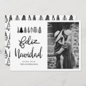 Feliz Navidad Simple Script-kerstfoto Feestdagenkaart (Voorkant / Achterkant)
