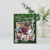 Feliz Navidad Snowflake Rustic 4 Kerstfoto's Briefkaart (Staand voorkant)