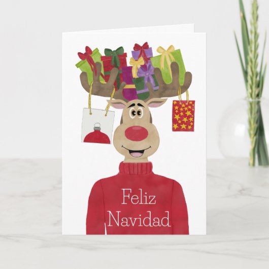 Feliz Navidad, Spaans Kerstrendier Feestdagen Kaart (Voorkant)