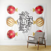 Feliz Navidad Spaanse kerstbaubels Wandkleed (In Situ (horizontaal))