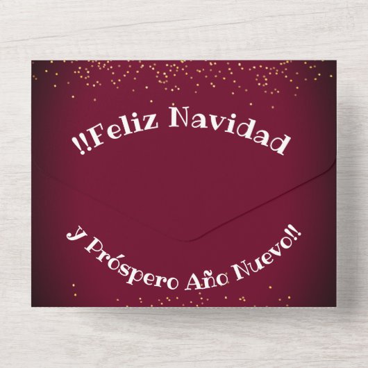 Feliz Navidad Spaanse kerstgroeten All In One Uitnodiging (Achterkant)