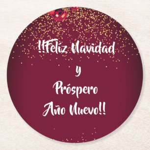 Feliz Navidad Spaanse kerstgroeten Ronde Kartonnen Onderzetter