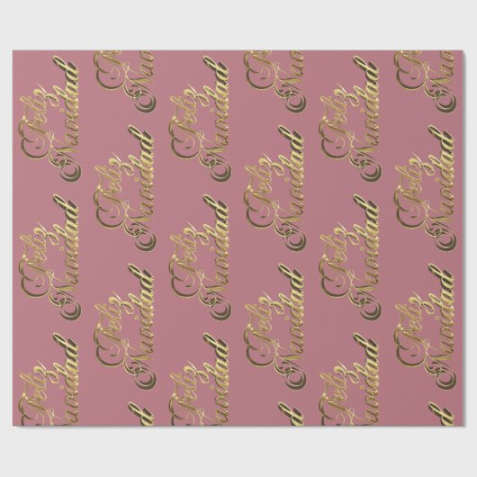 Feliz Navidad Spanish Text Christmas Roos Gold Cadeaupapier (Vlak)