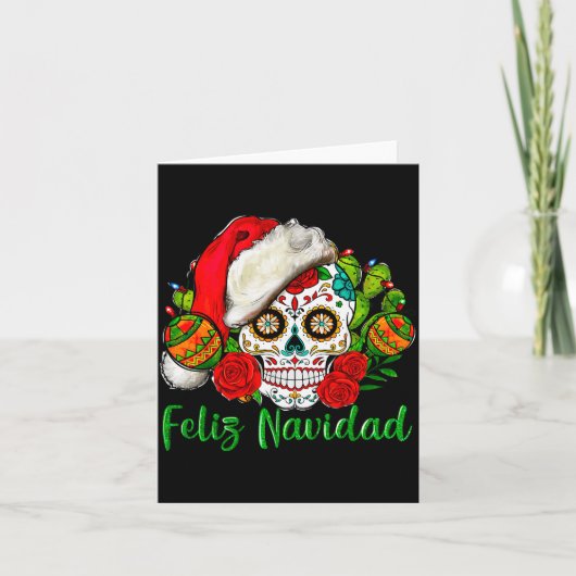 Feliz Navidad Sugar Skull Mexican Christmas Kaart (Voorkant)