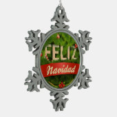 Feliz Navidad Tin Sneeuwvlok Ornament (Links)