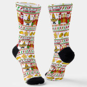 Feliz Navidad Ugly Sweater Pattern Sokken (Gebogen)