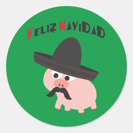 Feliz Navidad. Varkens Sticker (Voorkant)