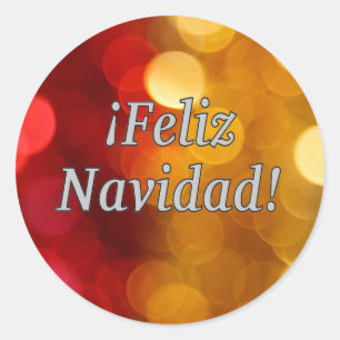 Feliz Navidad. Vrolijk kerstfeest in het Spaans wf Ronde Sticker
