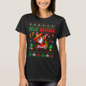 Feliz Navidad Xmas Sweater Santa Sombrero Dabbing T-shirt (Voorkant)