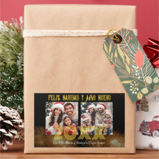 Feliz Navidad y Año Nuevo Elegant Script Foto Rechthoekige Sticker