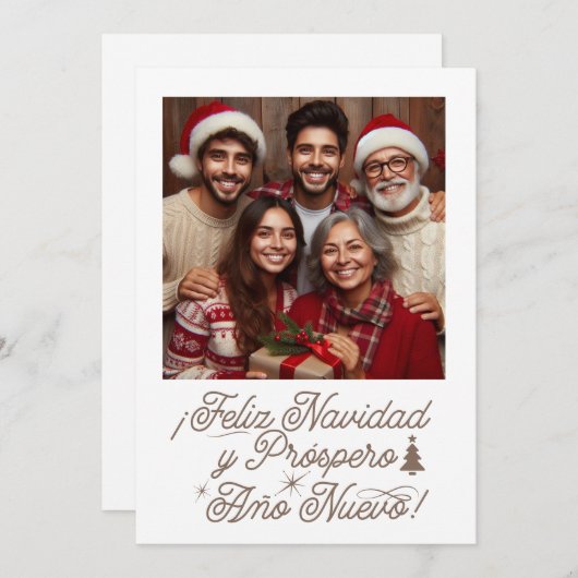 Feliz Navidad y Próspero Año Nuevo con Foto Kaart (Voorkant / Achterkant)