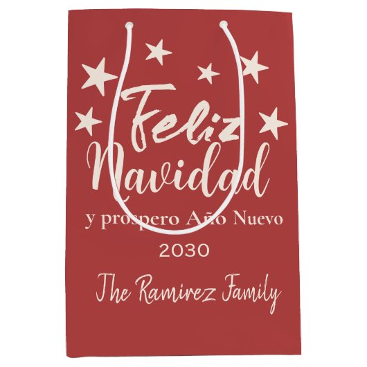 Feliz Navidad y próspero Año Nuevo Holiday Medium Cadeauzakje (Voorkant)