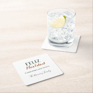 Feliz Navidad y prospero ano nuevo Vierkante Kartonnen Onderzetter