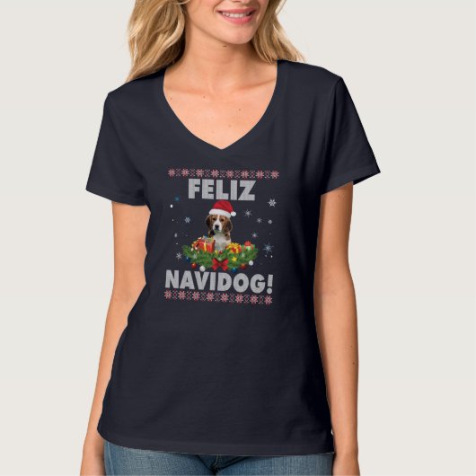 Feliz Navidog Beagle Chien moche Sweat Père Noël J (Devant)