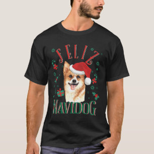 Feliz Navidog Cute Pembroke Welsh Corgi Wearing Ch T-shirt