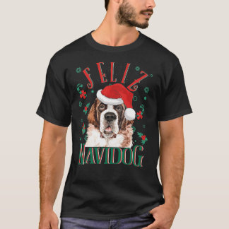 Feliz Navidog Cute Saint Bernard Dog Wearing Chris T-shirt