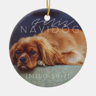 Feliz Navidog   Holiday-foto Keramisch Ornament