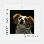 Feliz Navidog | Pet Foto Kerstboom Metalen Ornament (Voorkant)