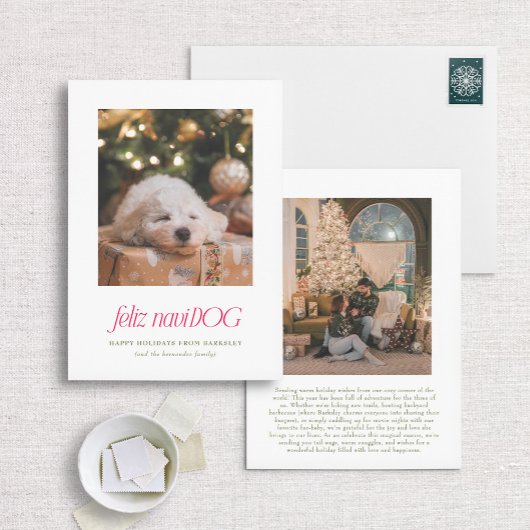 Feliz NaviDog Punny Pet Photo Carte de Noël